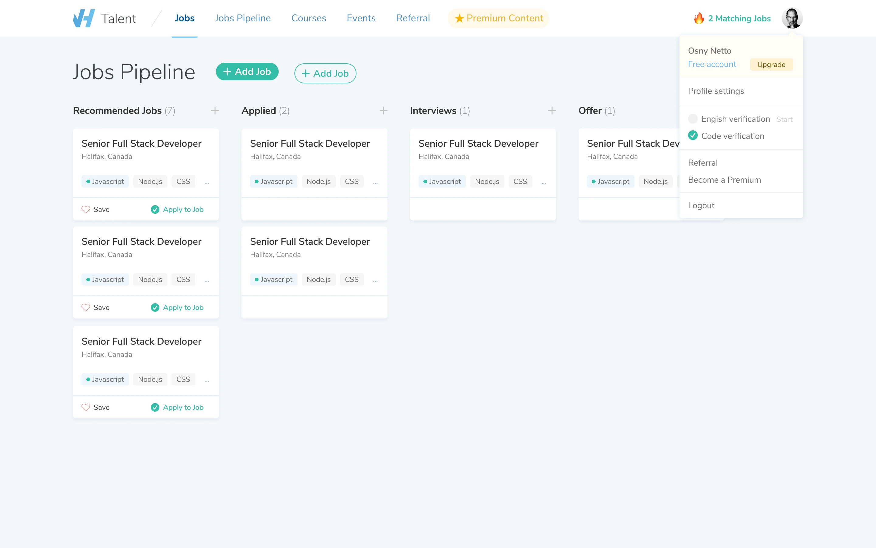 VanHack application pipeline